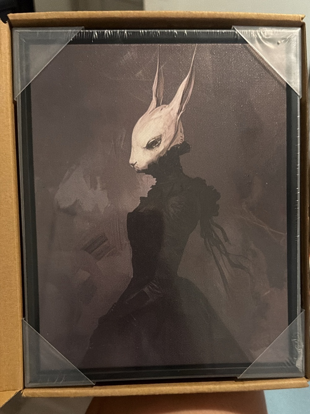 Dark Rabbit Lady Canvas Art Print - Black